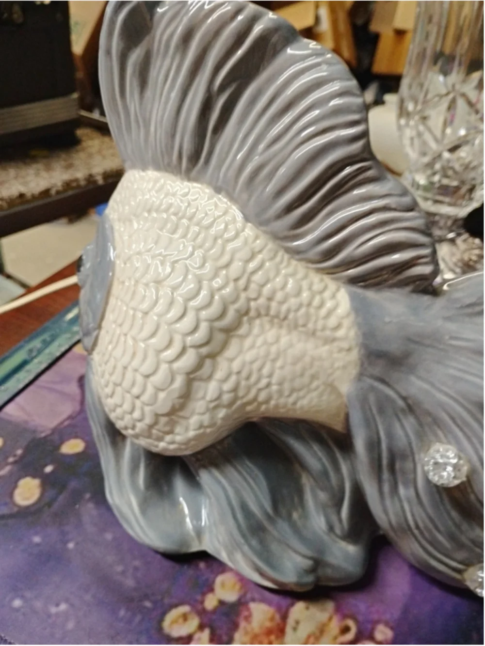Vintage 1953 Brest MFG Co gray wave koi fish lamp Working